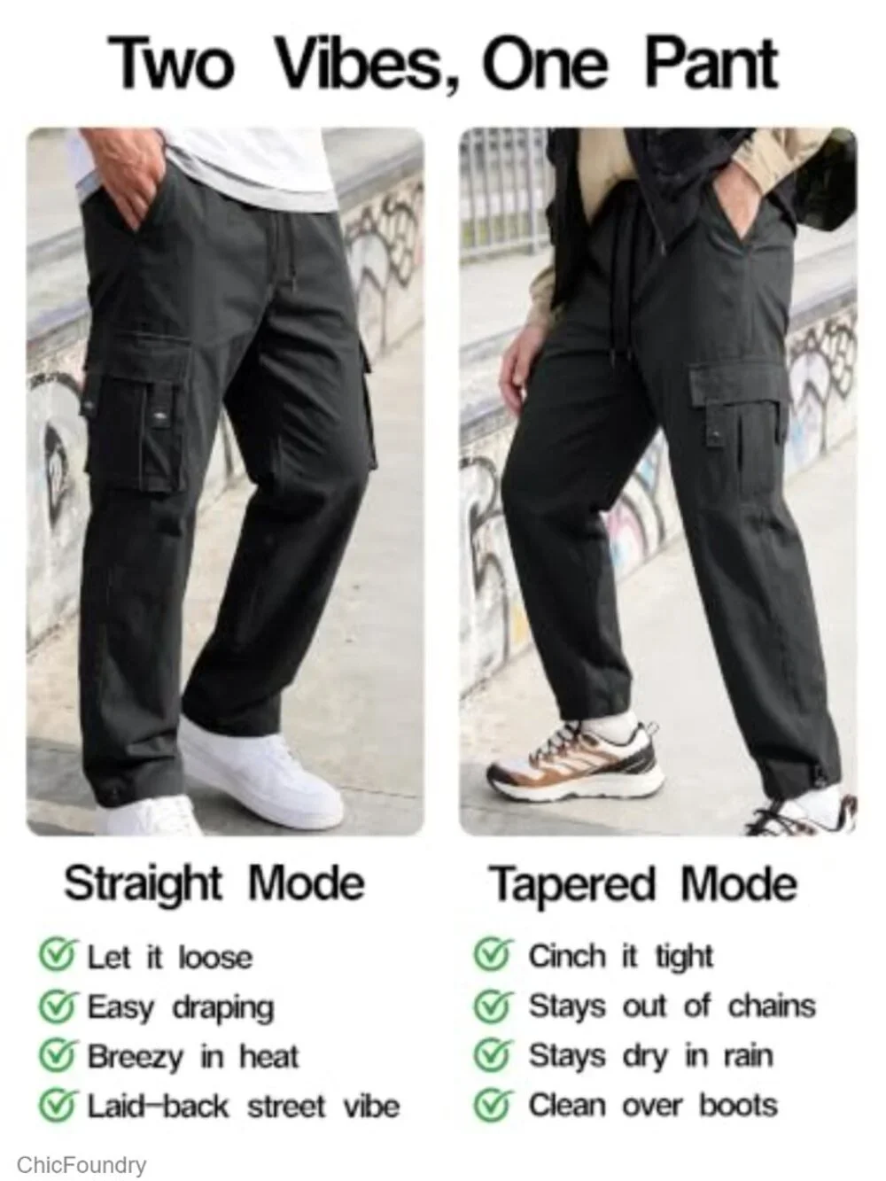 Men's Cargo Joggers Elastic Waist Drawstring Hem Hiking Sweatpants with Pockets